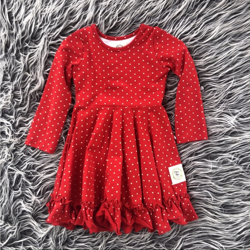 NWOT olive mae red polka dot twirl dress 18 months long sleeve Baby Toddler.